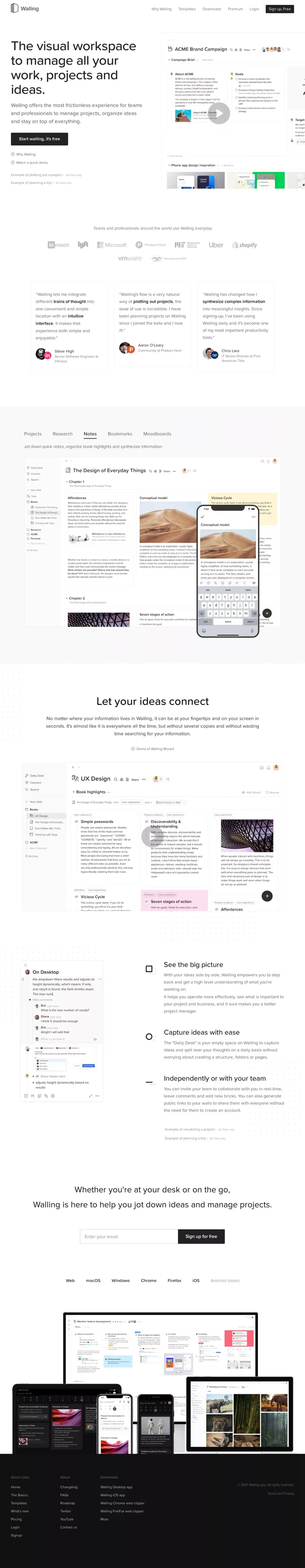Walling - Let your ideas connect - Landing design