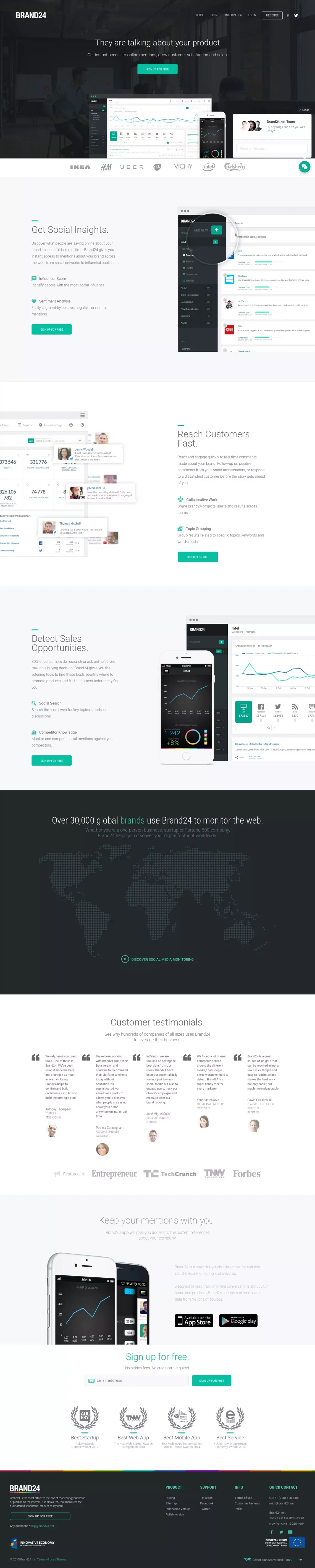 Brand24 - Social Media Monitoring & Analytics Tool - Landing design