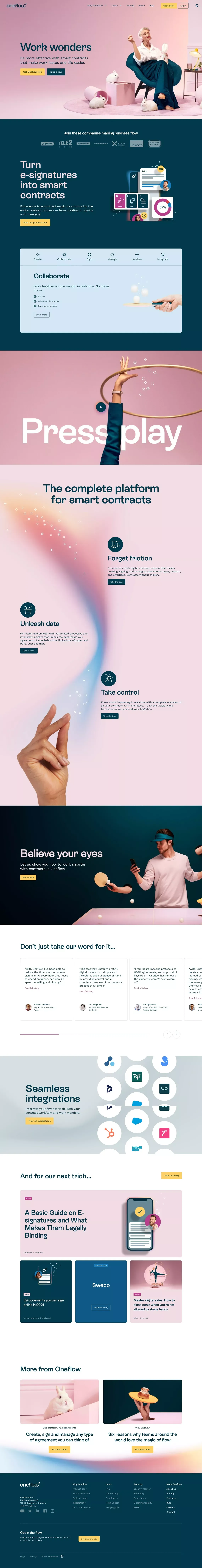 Turn e-signatures into smart contracts. Like magic - Oneflow - Landing design