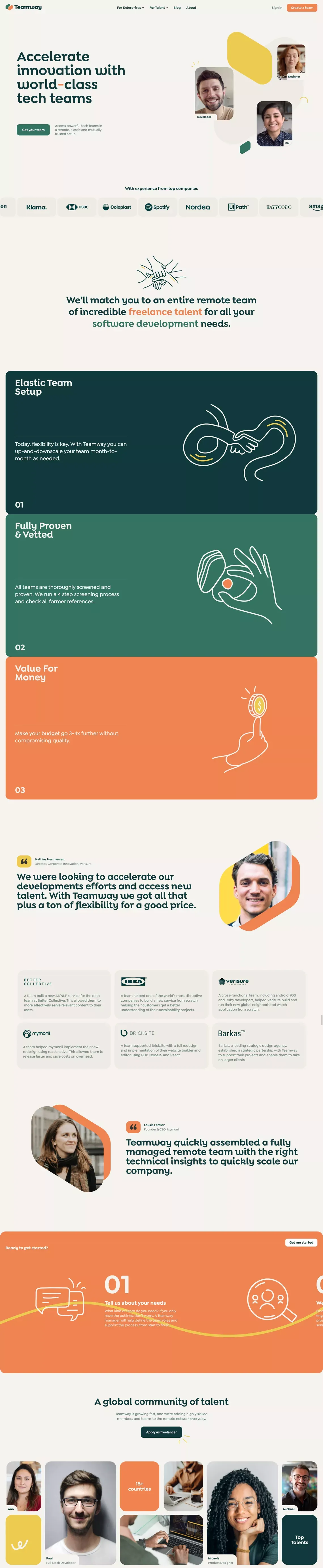 Teamway: Build faster with world-class tech teams - Landing design