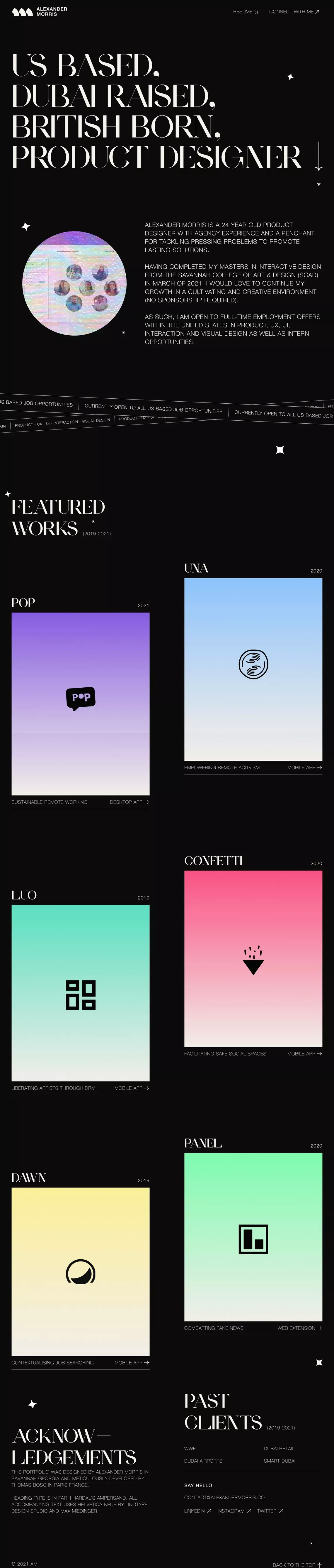 Alexander Morris — Product Designer - Portfolio design