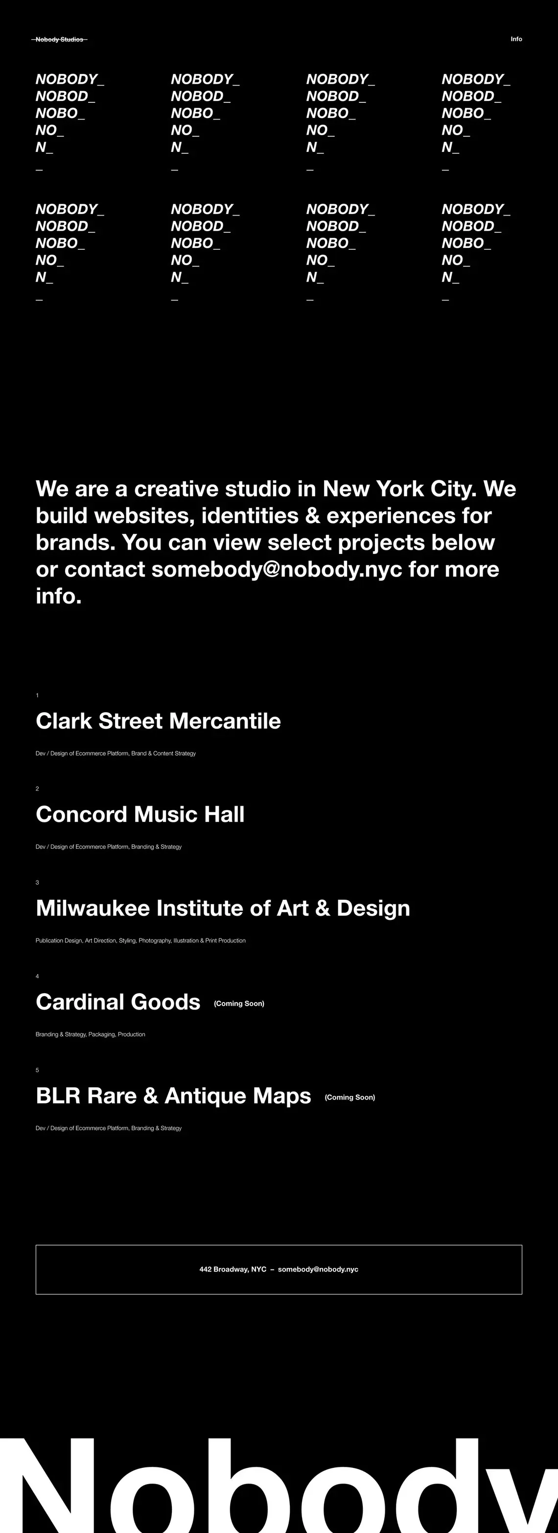 Nobody Studios - Digitally Driven Design and Branding - Portfolio design