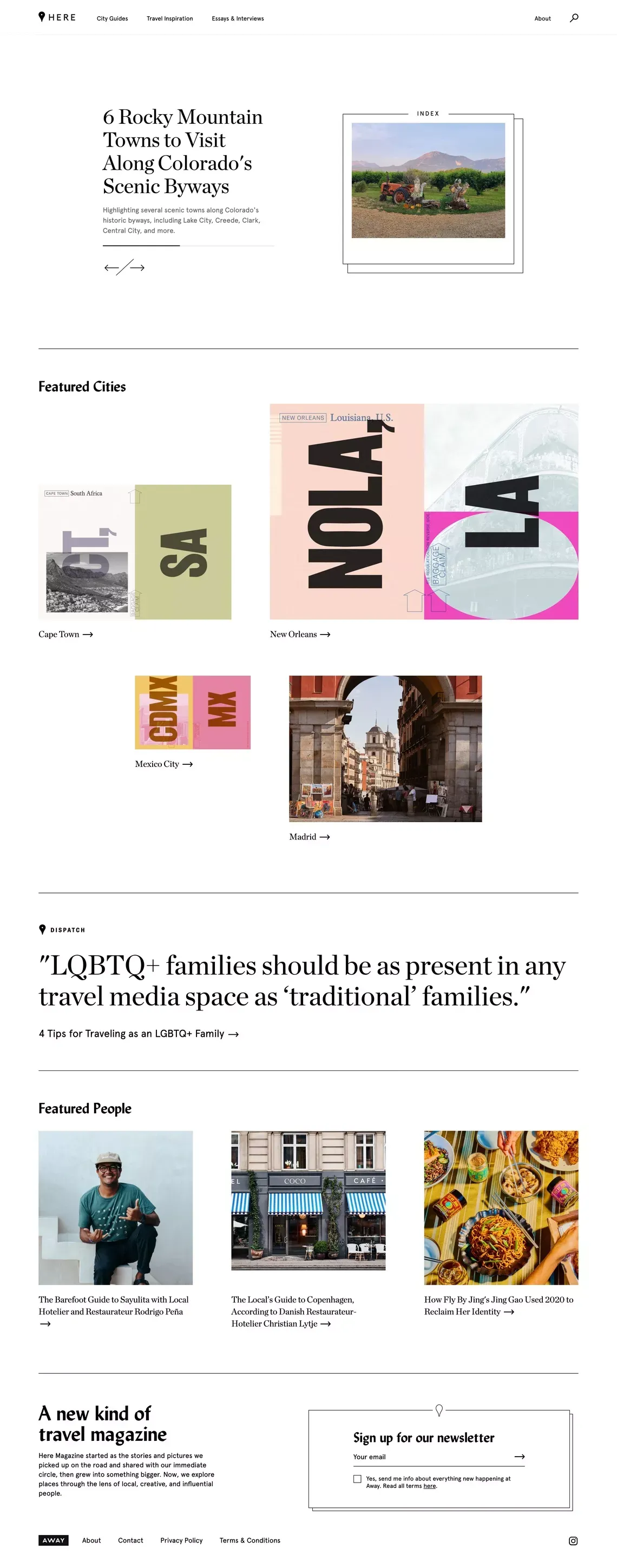 Here | Travel & Lifestyle Magazine from Away - Blog design