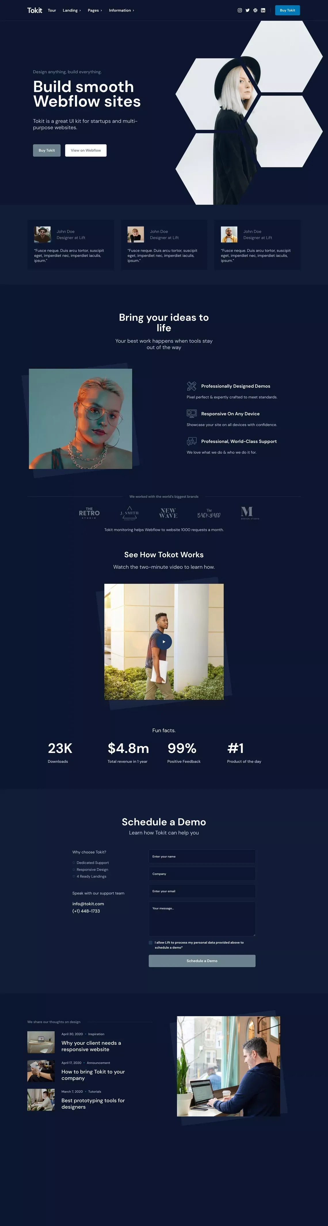 Tokit - Startup Webflow Website Template - Template design