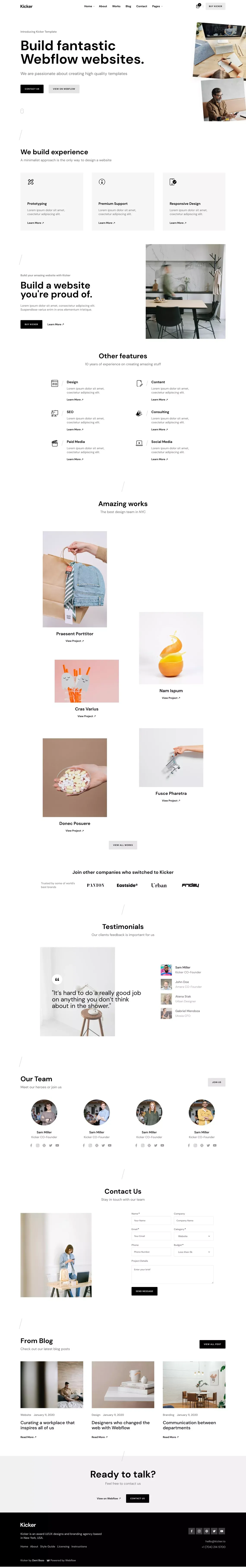 Kicker - Webflow ecommerce website template - Template design