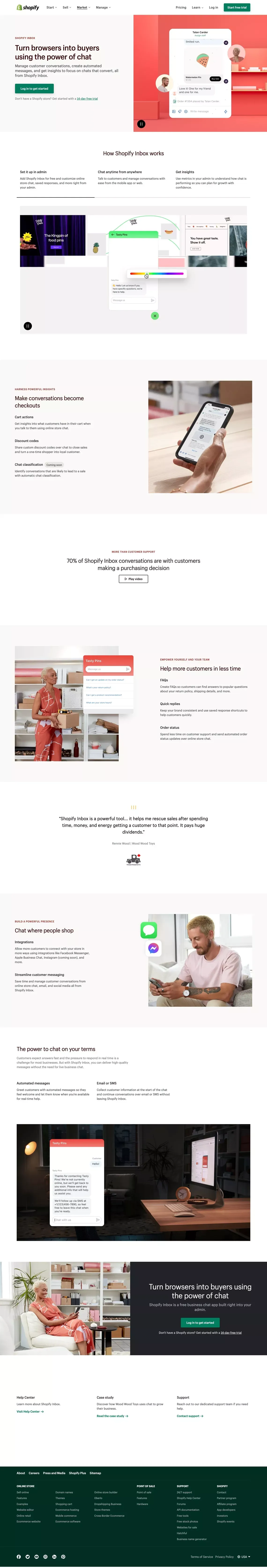 Shopify Inbox |  Business chat app for Shopify businesses - Landing design