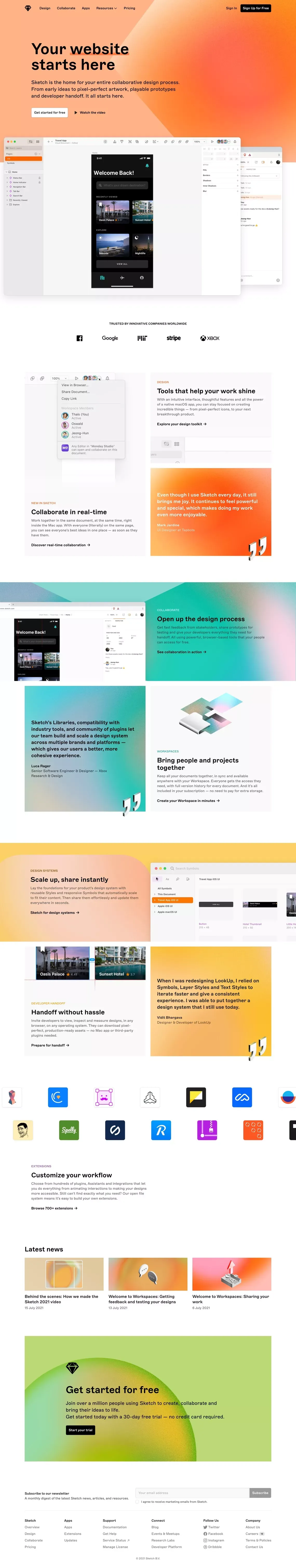 The digital design platform · Sketch - Landing design