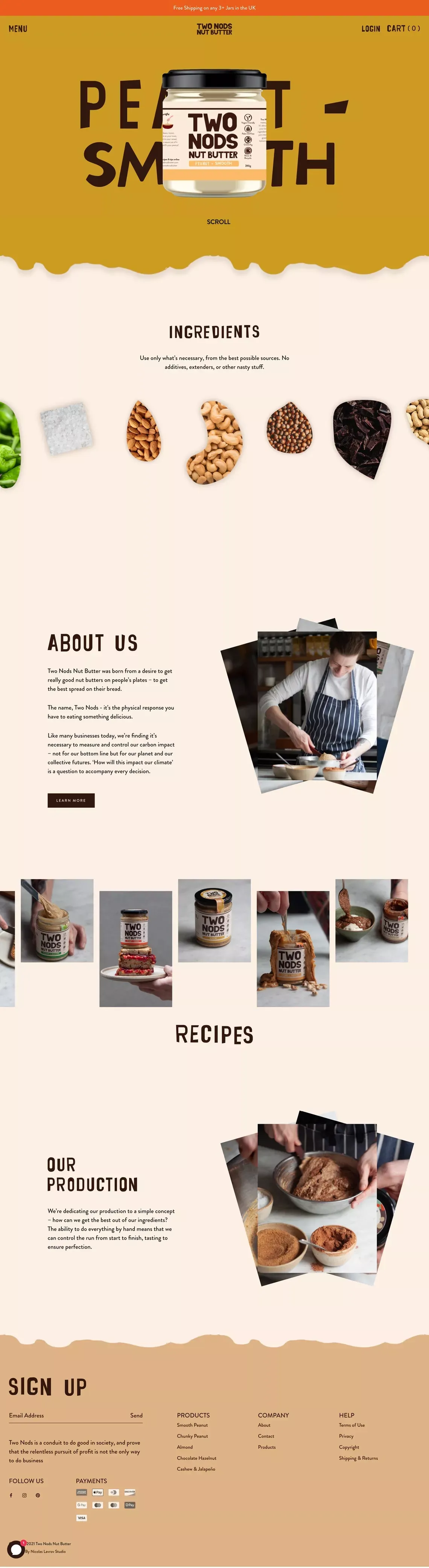 Two Nods Nut Butter - Ecommerce design