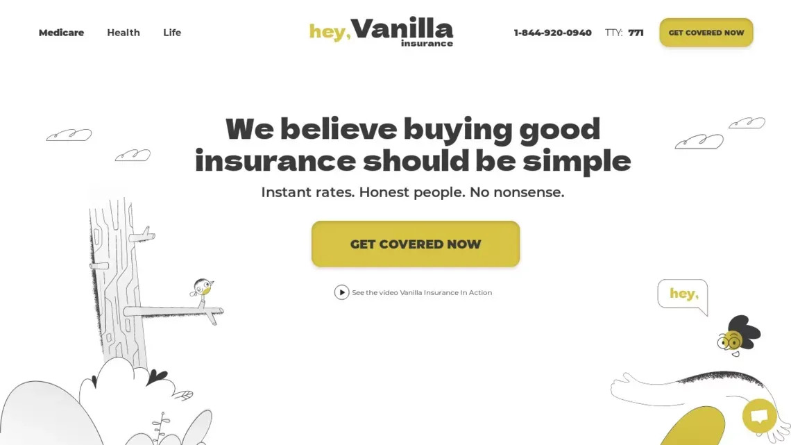 heyVanilla.com - Where Insurance is Plain and Simple - website design