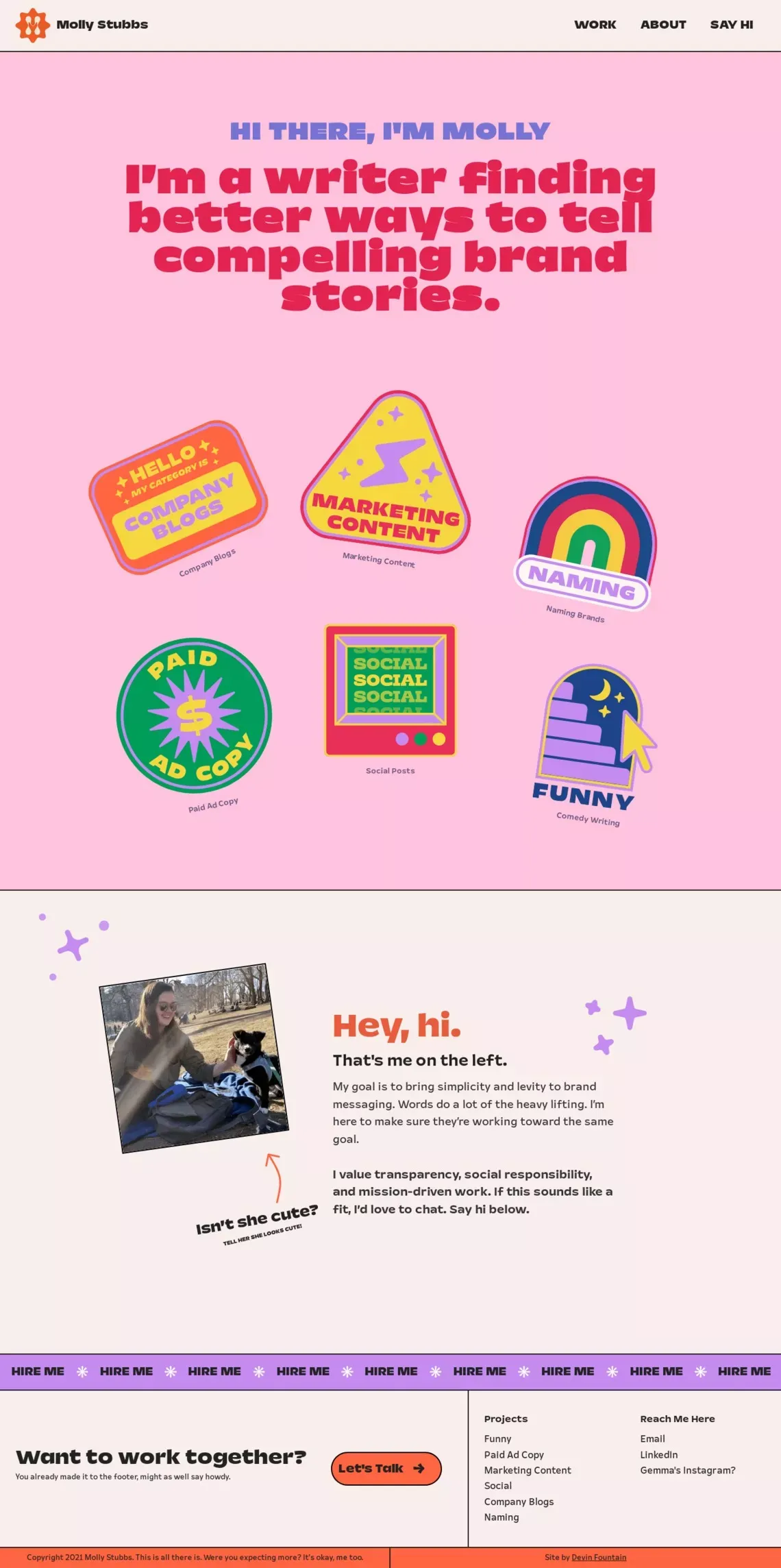 Molly Stubbs Writing Portfolio - website design