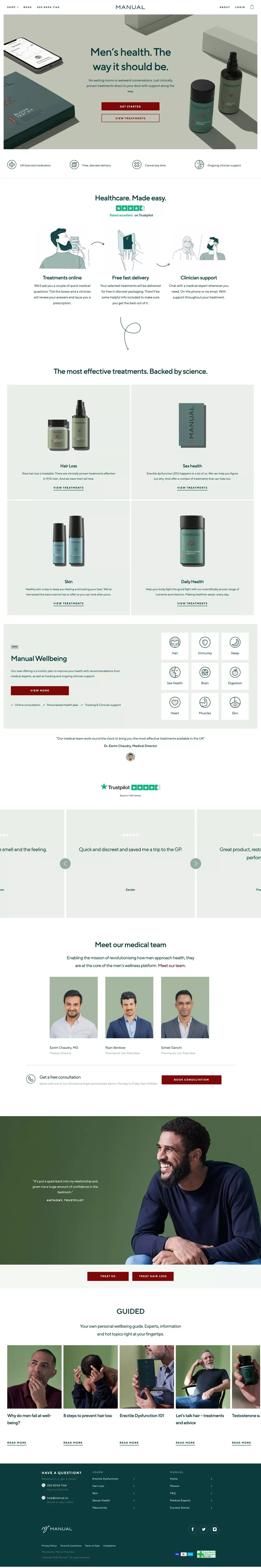 Manual: Men's Healthcare. Made easy. More than a pharmacy. - Landing design