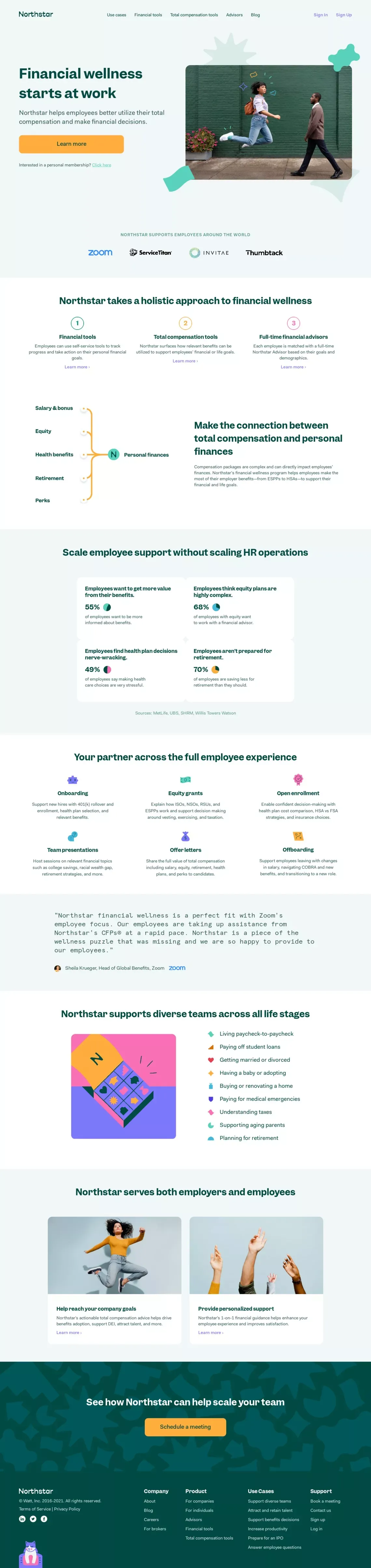 Northstar: Financial Wellness Program for Employees - Landing design