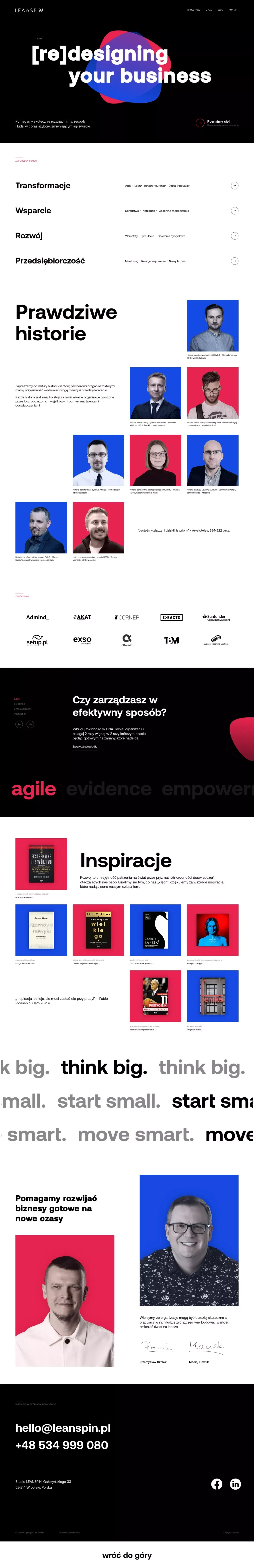 LEANSPIN – praktyczne wsparcie w rozwoju biznesu - Landing design