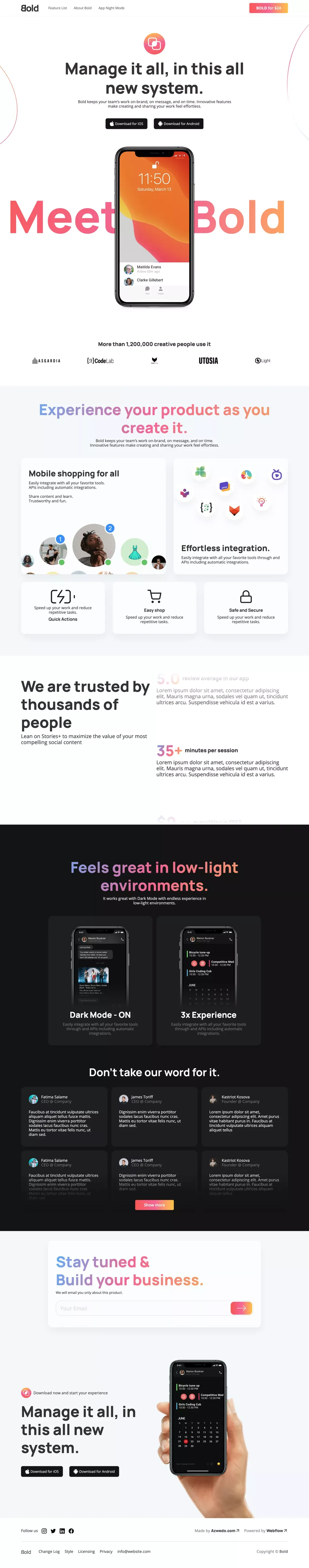 Bold - App Webflow Template - Template design