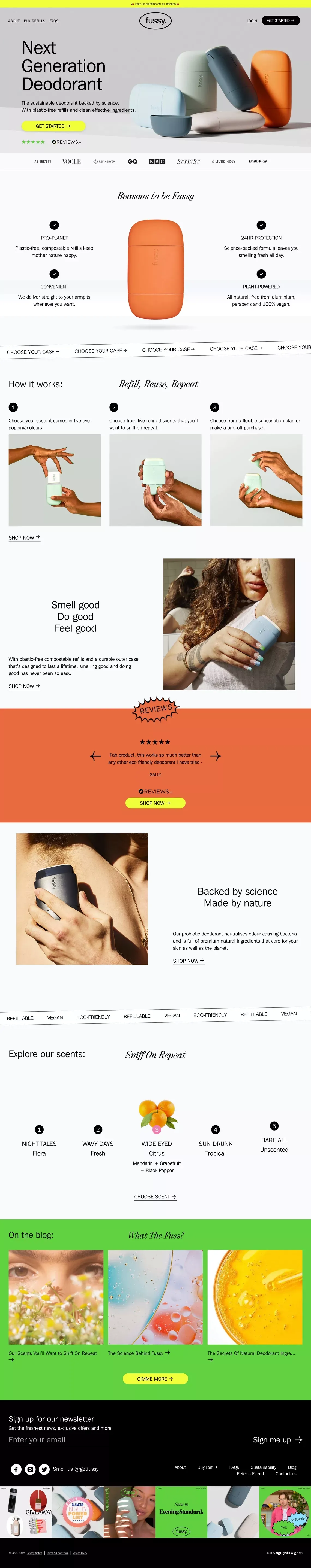 100% Effective Natural Deodorant | Fussy Refillable Deodorant - Ecommerce design