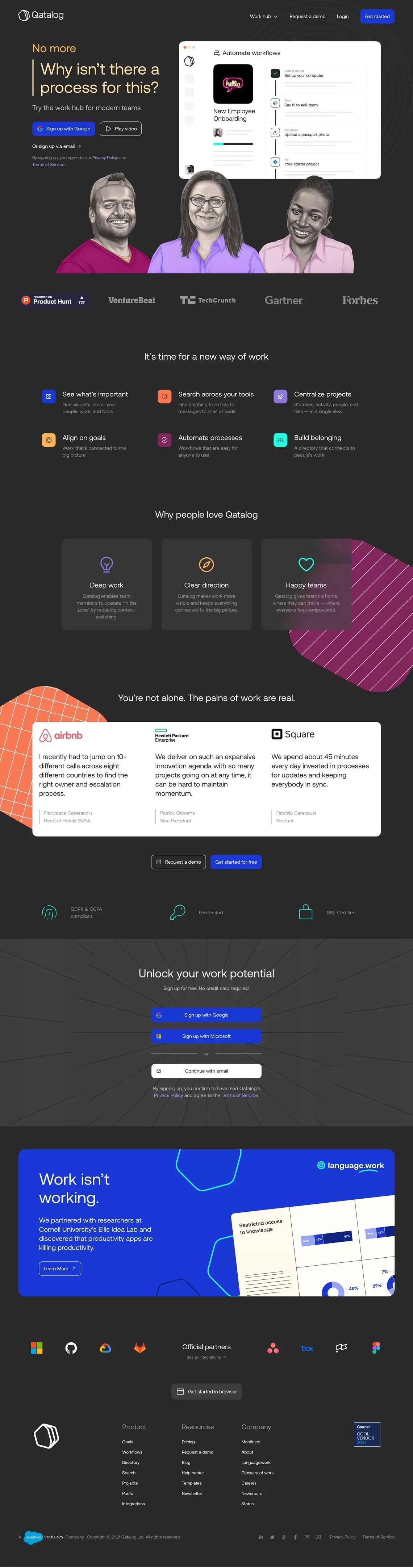 Work hub | Qatalog - Landing design