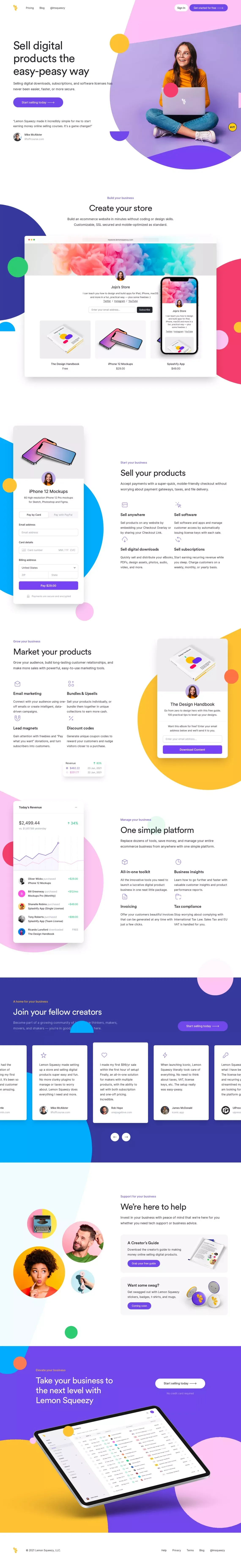 Lemon Squeezy: Sell digital products the easy-peasy way - Landing design