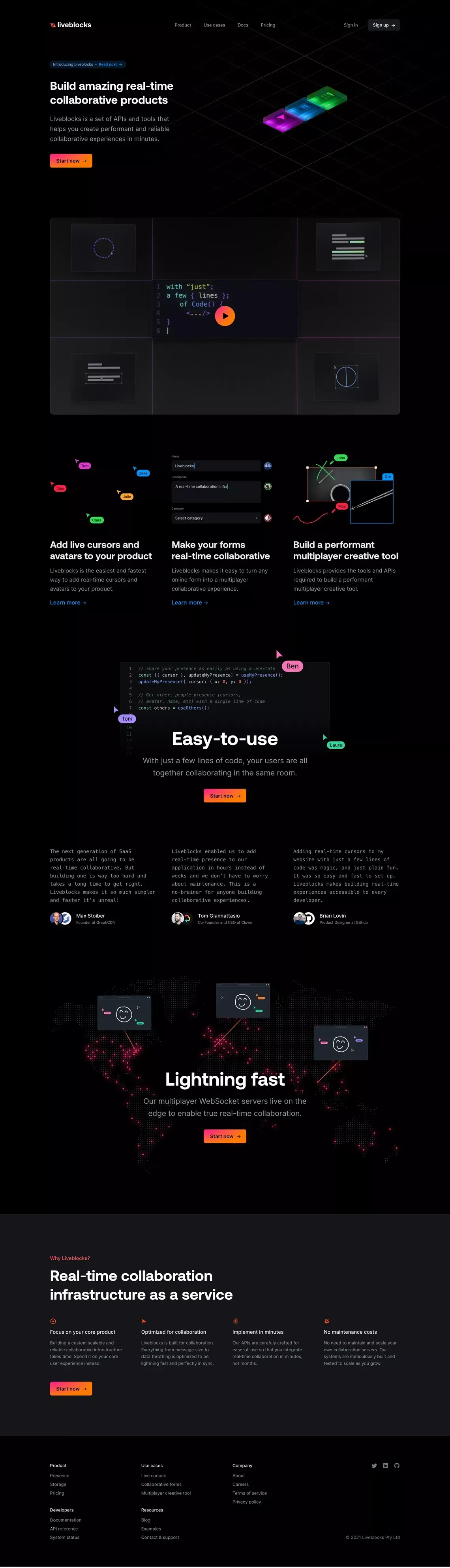 Build amazing real‑time collaborative products -  Liveblocks - Landing design