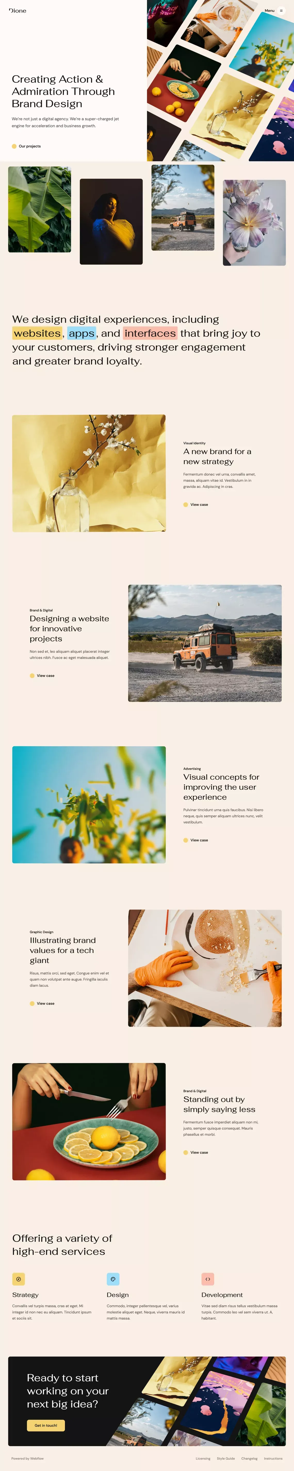 Dione - Agency Webflow Template - Template design