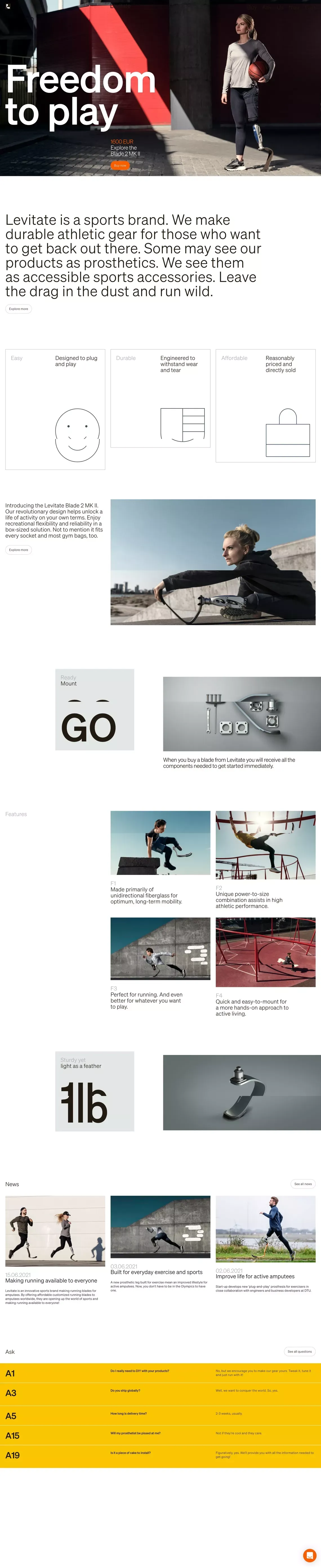 Levitate - Buy Running Blades - Landing design