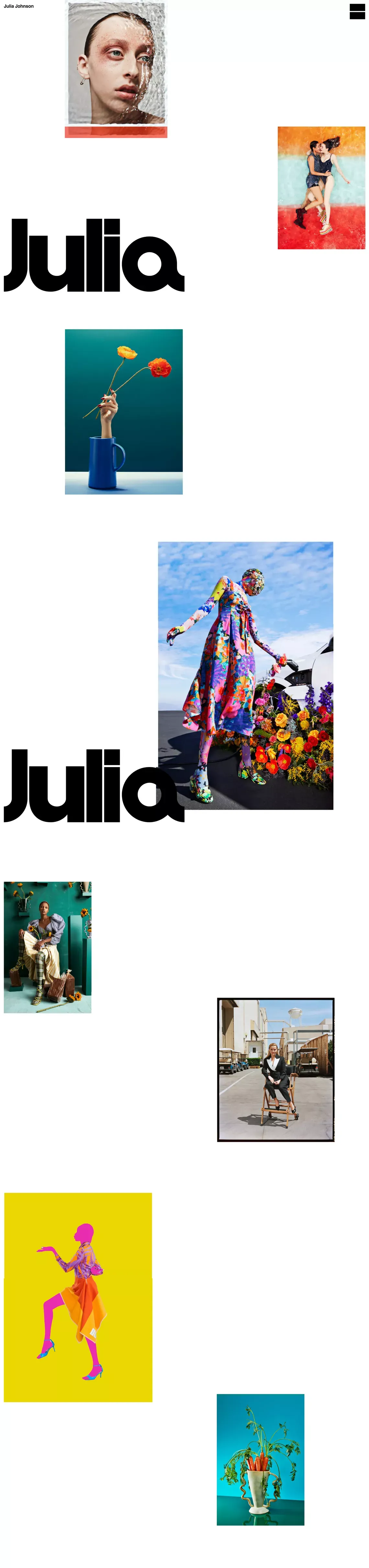Photographer, director and creative director - Julia Johnson - Portfolio design