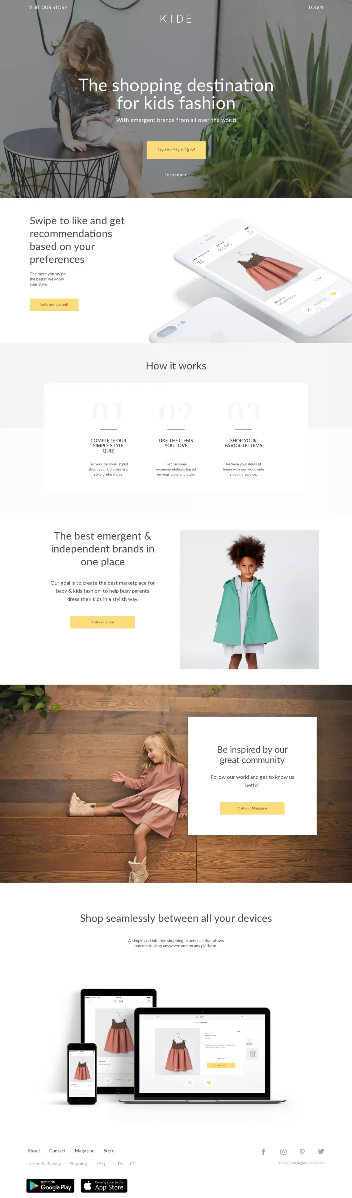 Kide - Discover the Best Quality Fashion for Kids from 0-14 years - Landing design