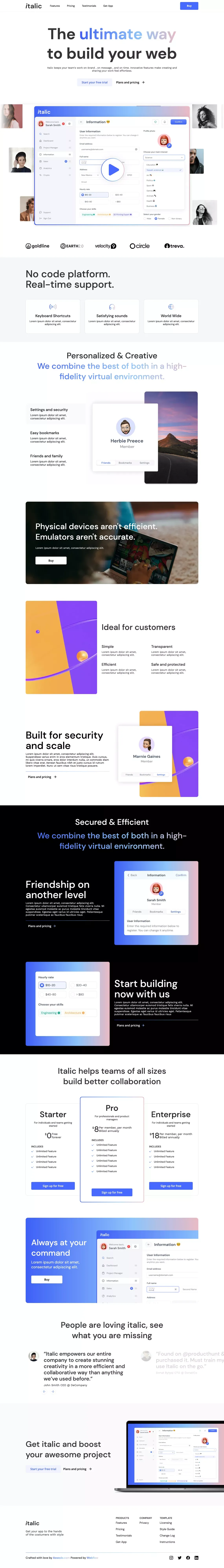 Italic - SaaS Webflow Template - Template design