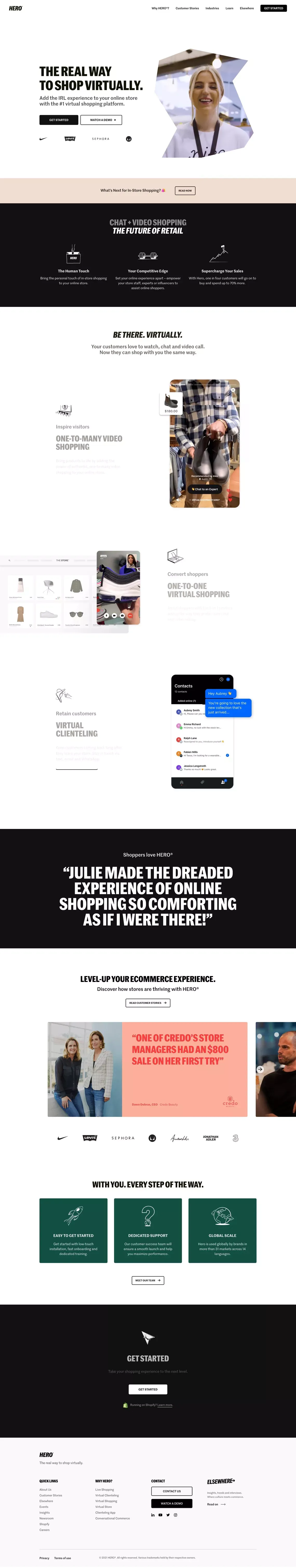 HERO®️ | Grow eCommerce Sales & Foot Traffic With Virtual Shopping - Landing design
