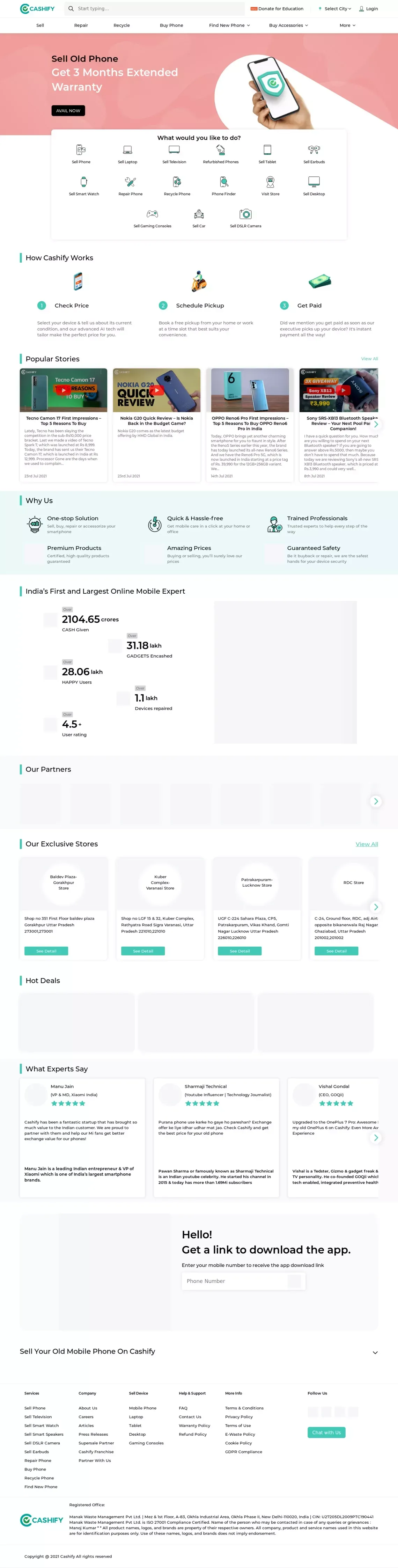 Sell Old & Used Mobile Phones Online in India For Instant Cash | Cashify - website design