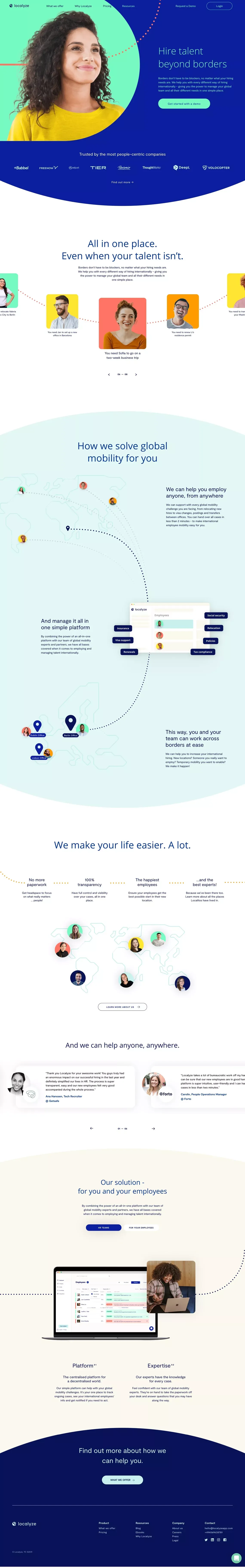 Localyze - Global mobility platform for companies and employees - Landing design