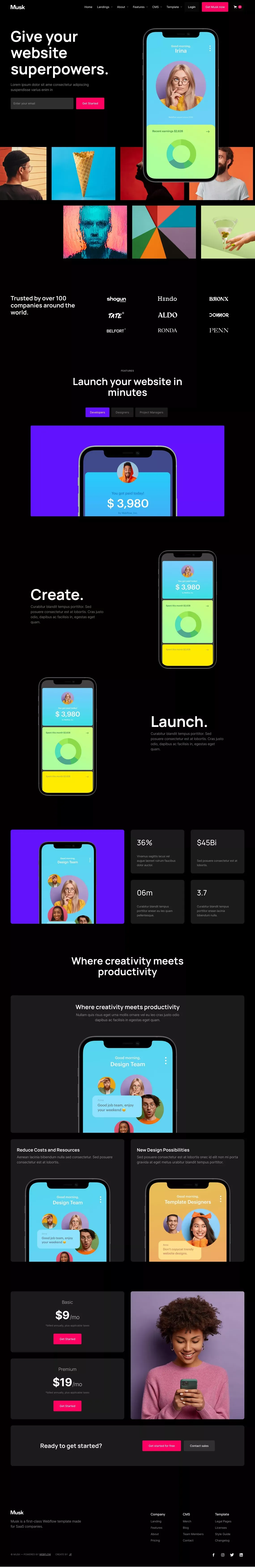 Musk - App Webflow Template - Template design