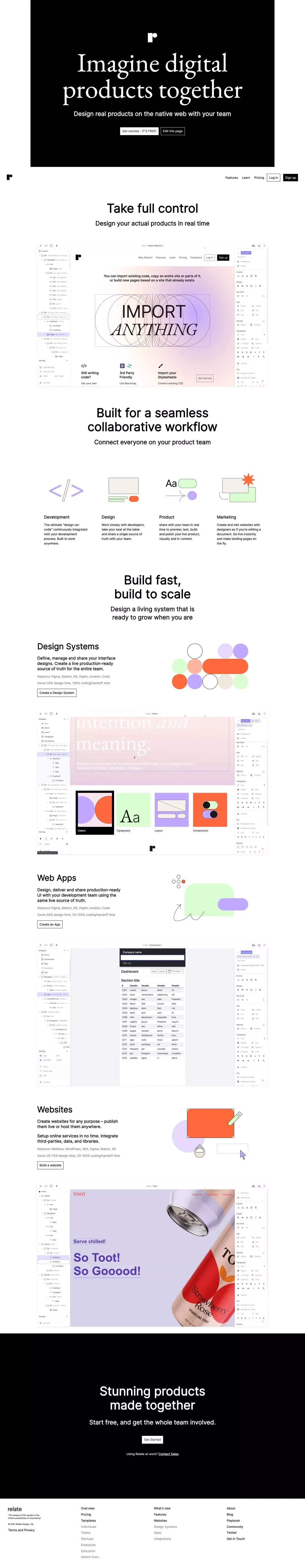 Relate - The open platform to create for the web - Landing design
