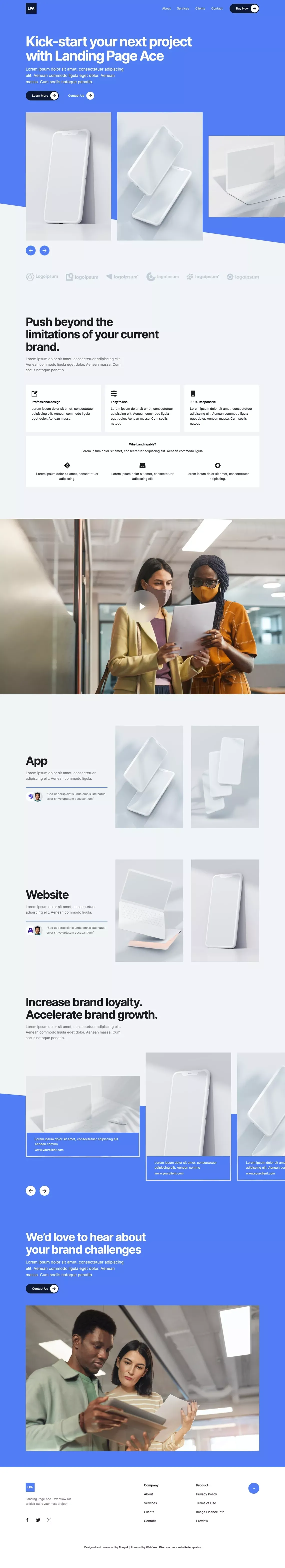 Ace - Landing Page Webflow Template - Template design