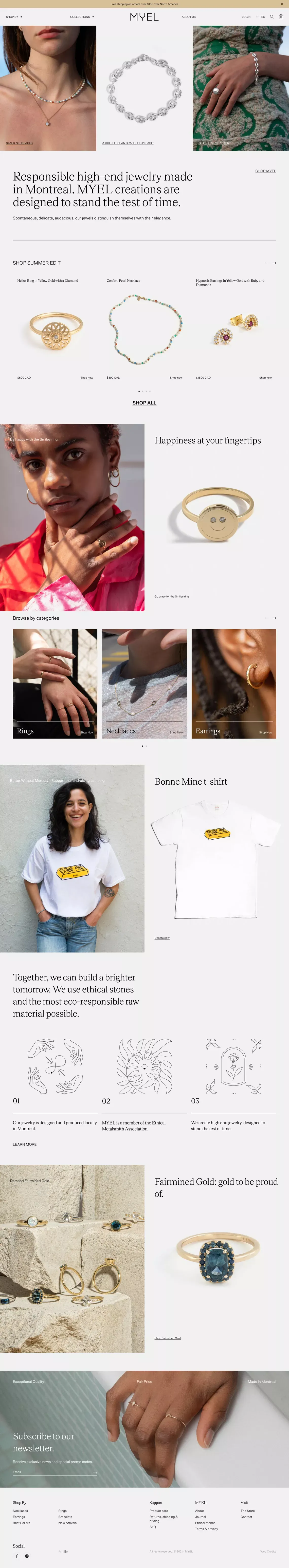 Modern & Fine Jewelry in Montreal | MYEL Design - Ecommerce design