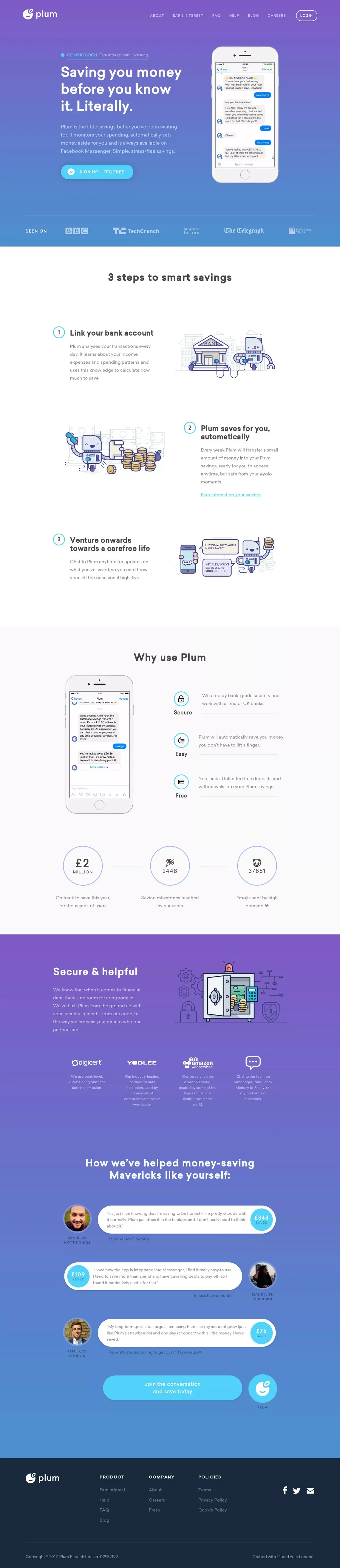 Plum - Landing design