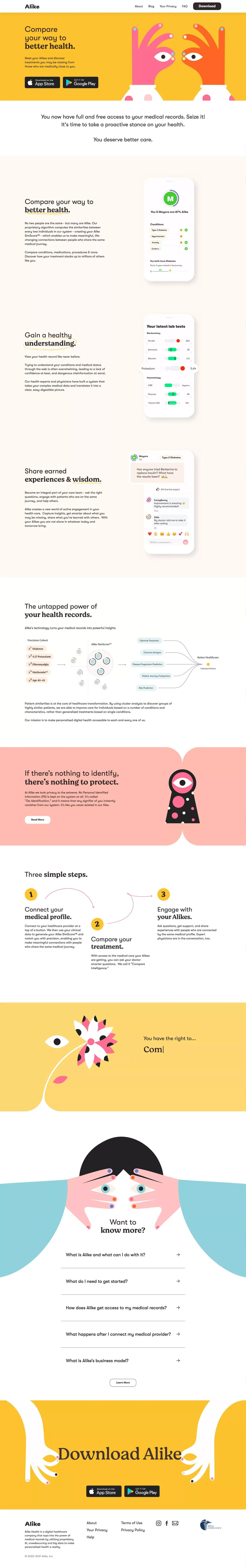 Alike | Compare your way to better health. - Landing design