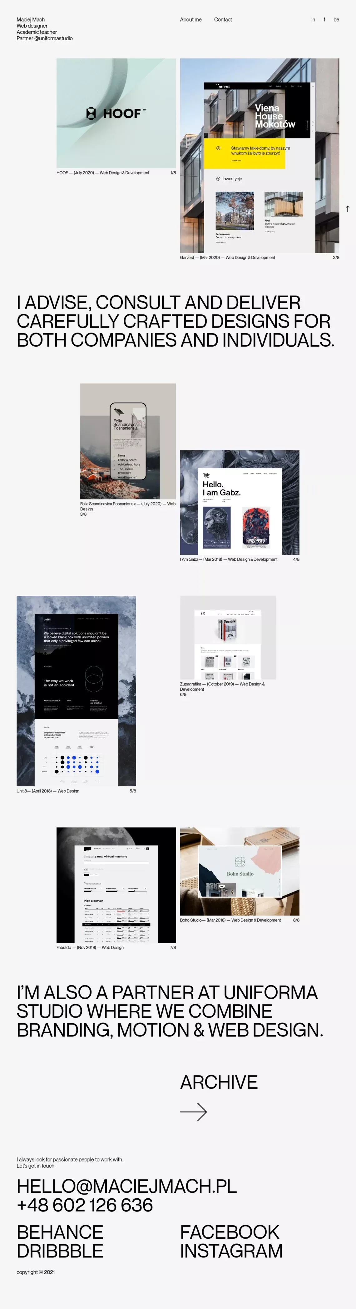 Portfolio of Maciej Mach - Web Designer - Portfolio design