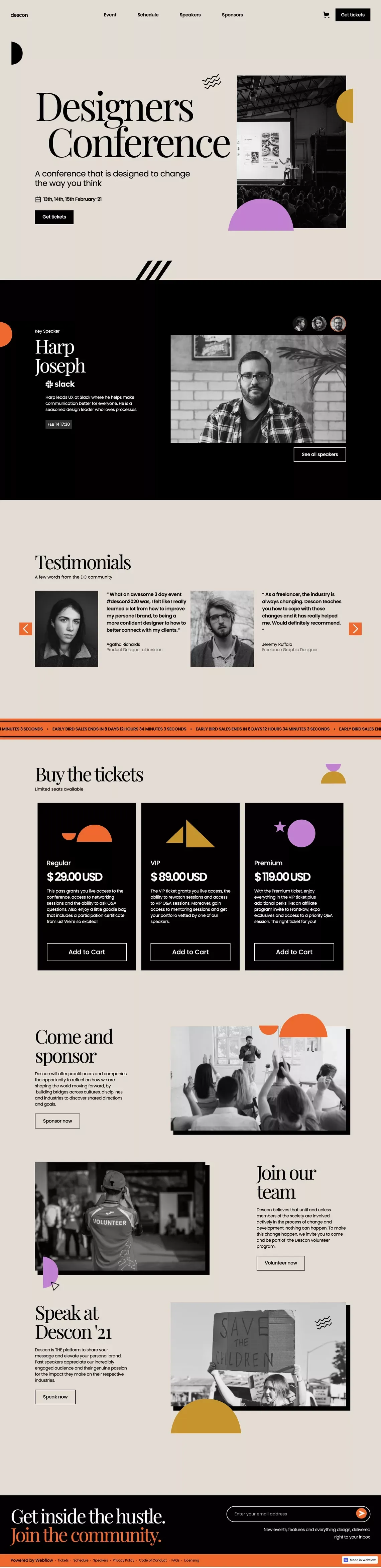 Descon - Conference Webflow Template - Template design