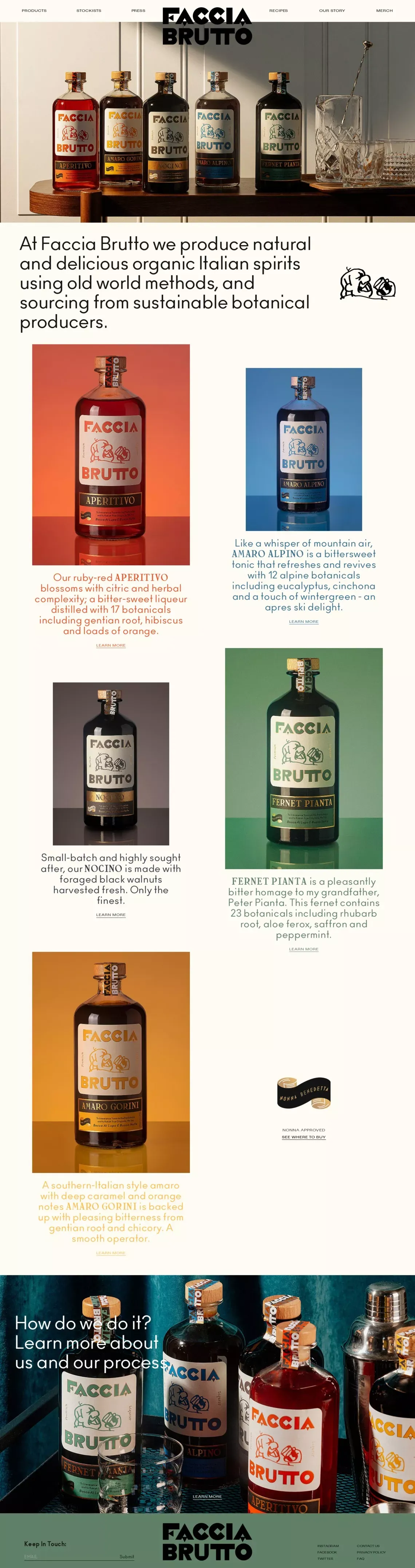 Faccia Brutto Spirits - Landing design