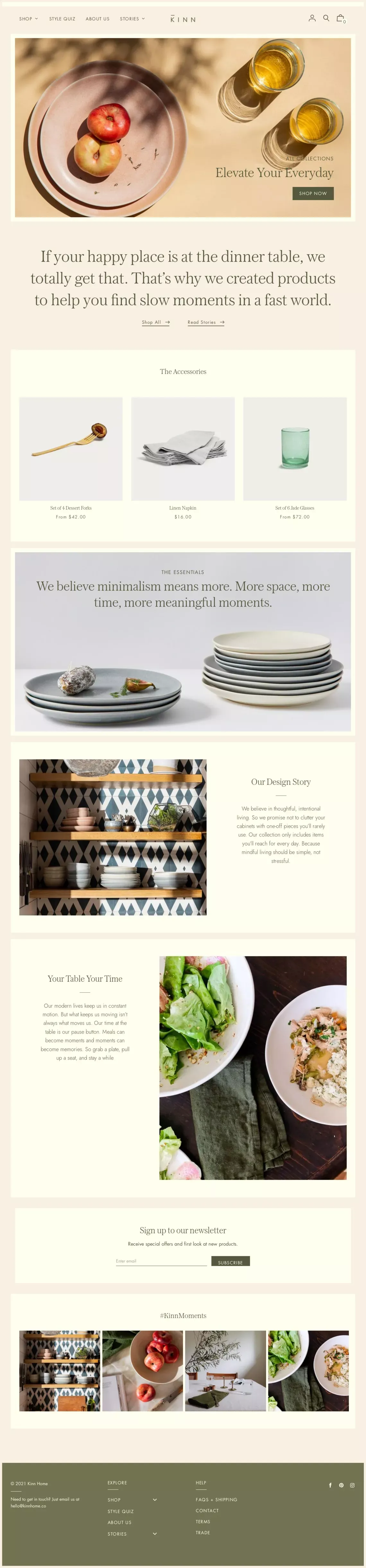 Kinn Home | Thoughtfully Designed Tableware For Meaningful Moments - Ecommerce design