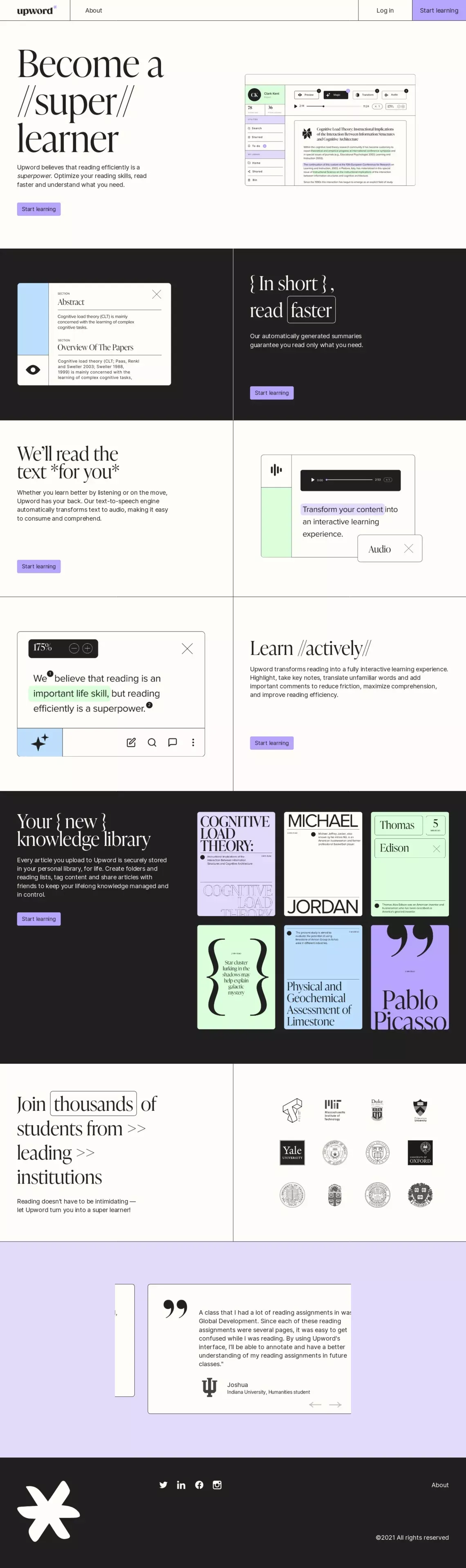 Upword | Become a //super// learner - Landing design