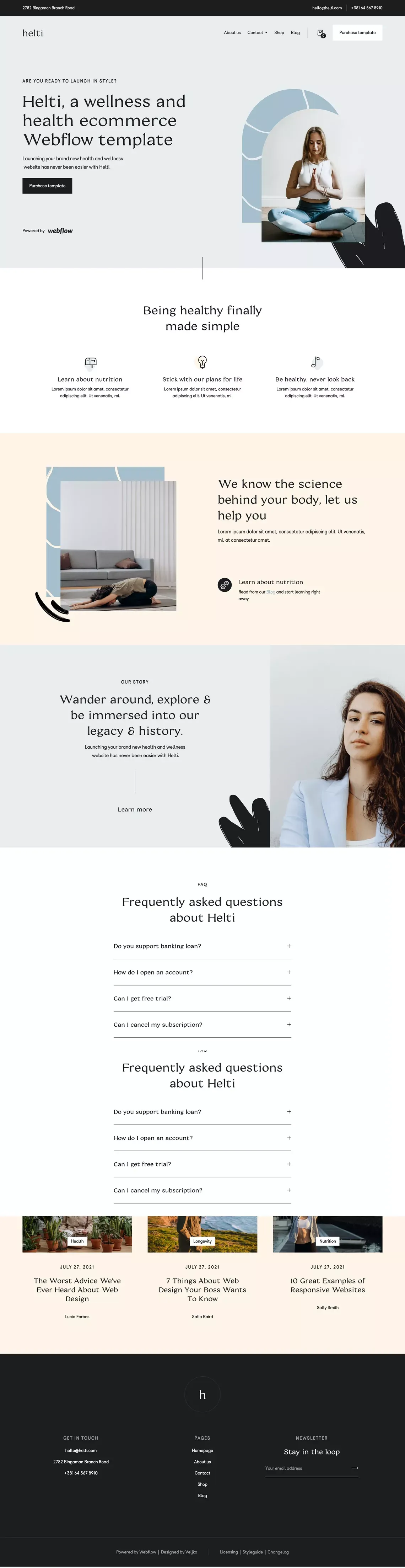 Helti - Wellness Webflow Template - Template design
