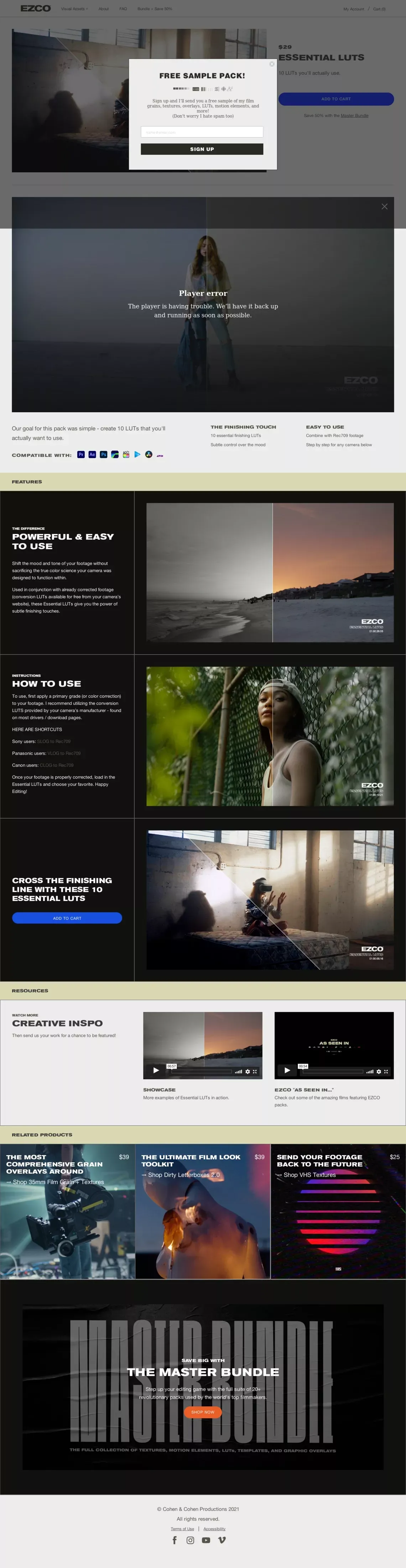 Essential LUTs – EZCO.tv - website design