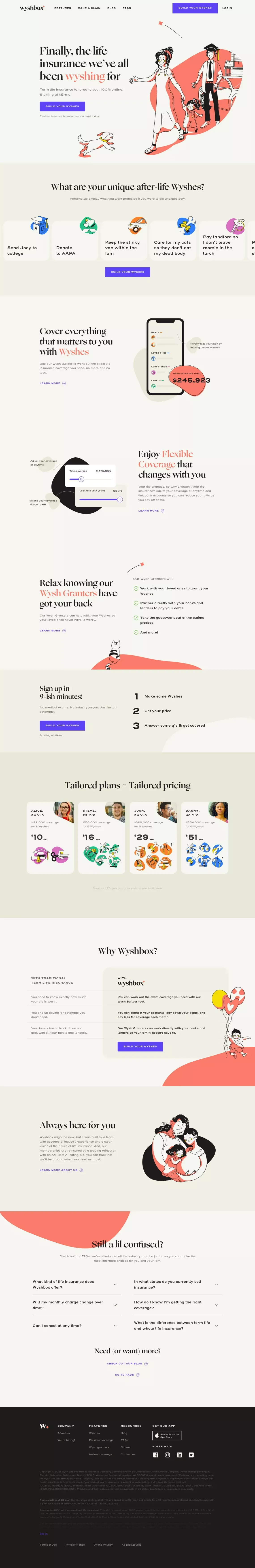Wyshbox: Finally, the Life Insurance We’ve All Been Wyshing For - Landing design