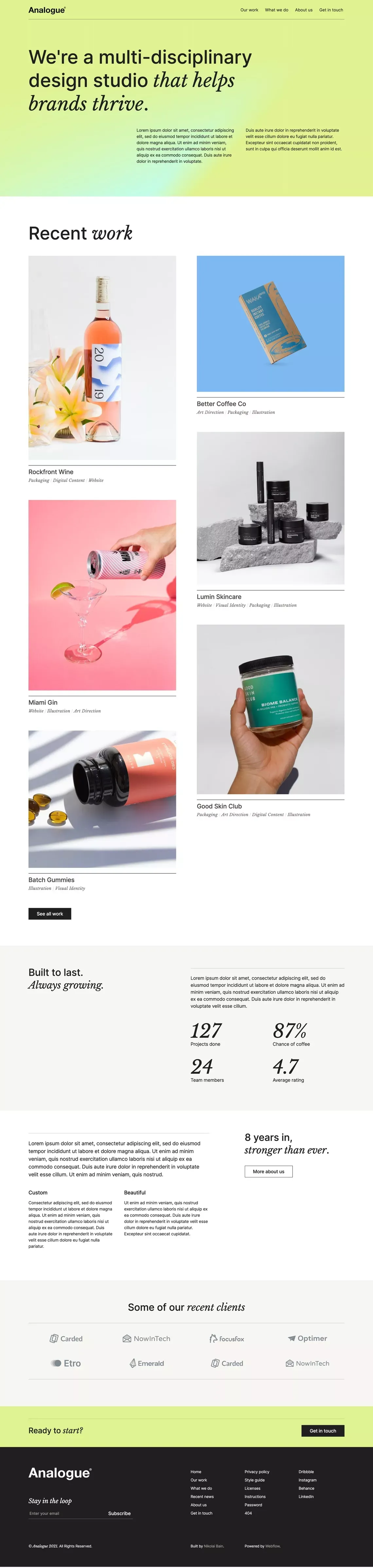 Analogue - Agency Webflow Template - Template design