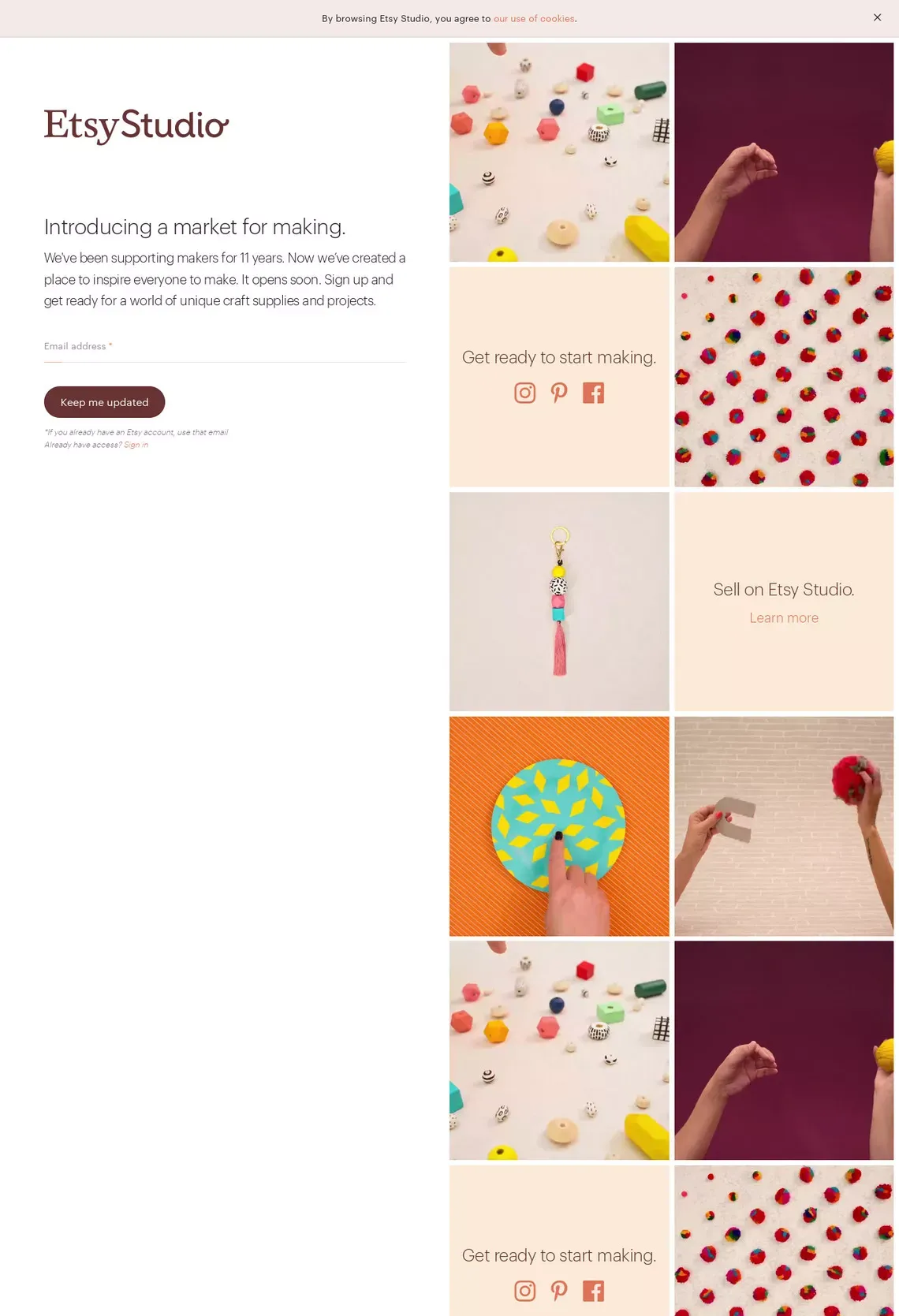Présentation d'Etsy Studio - Landing design