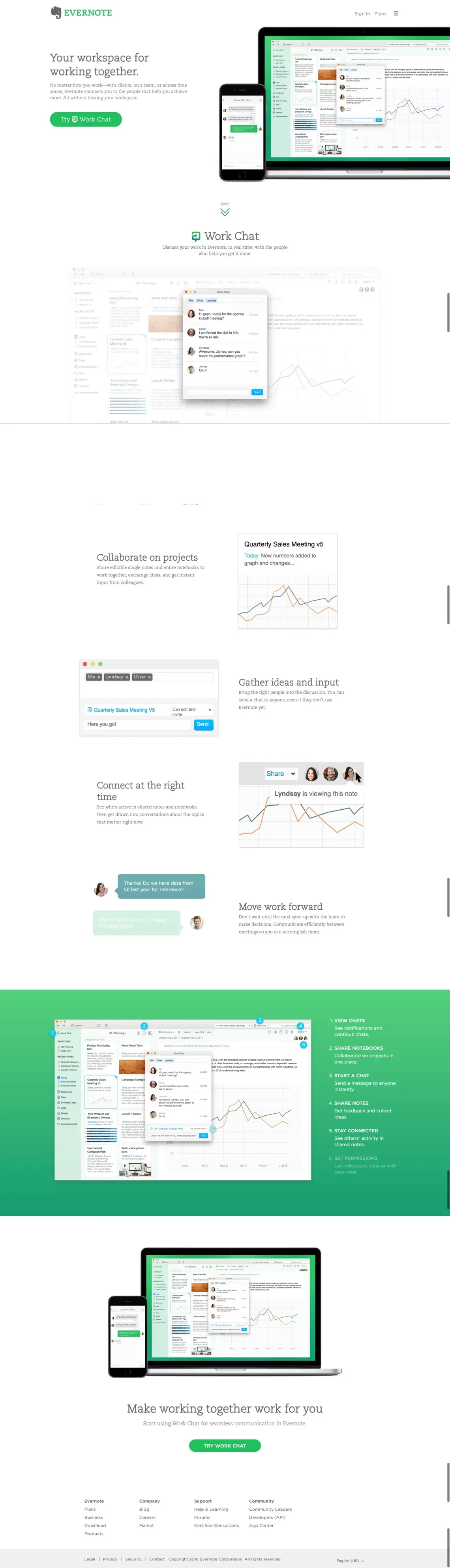 Evernote | Work Chat - Landing design