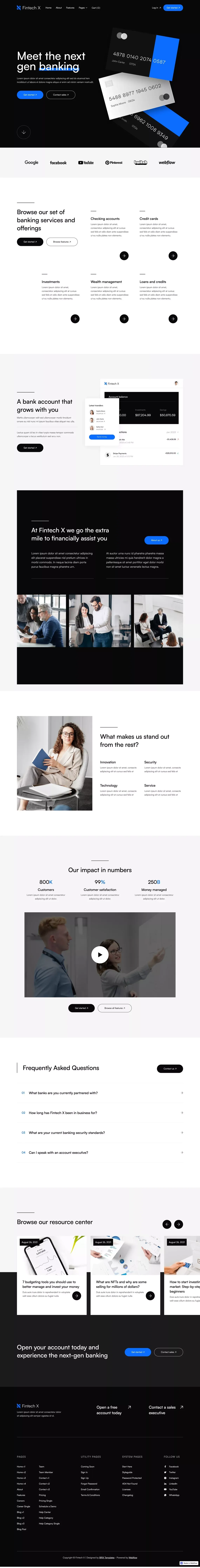 Fintech X - Bank Webflow Template - Template design