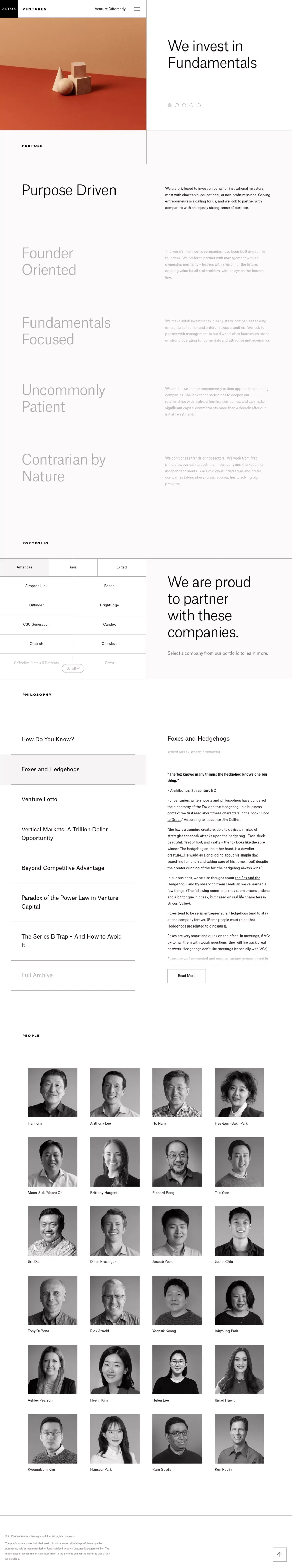 Altos Ventures - Portfolio design