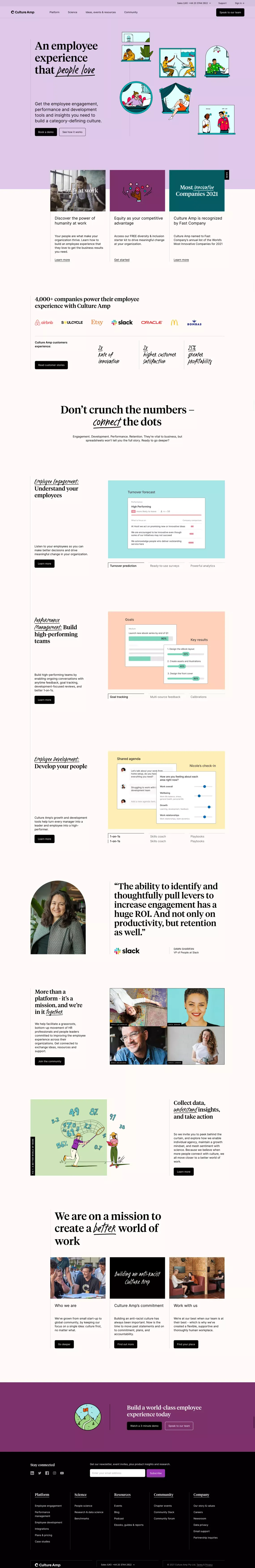 The market-leading employee experience platform | Culture Amp - Landing design